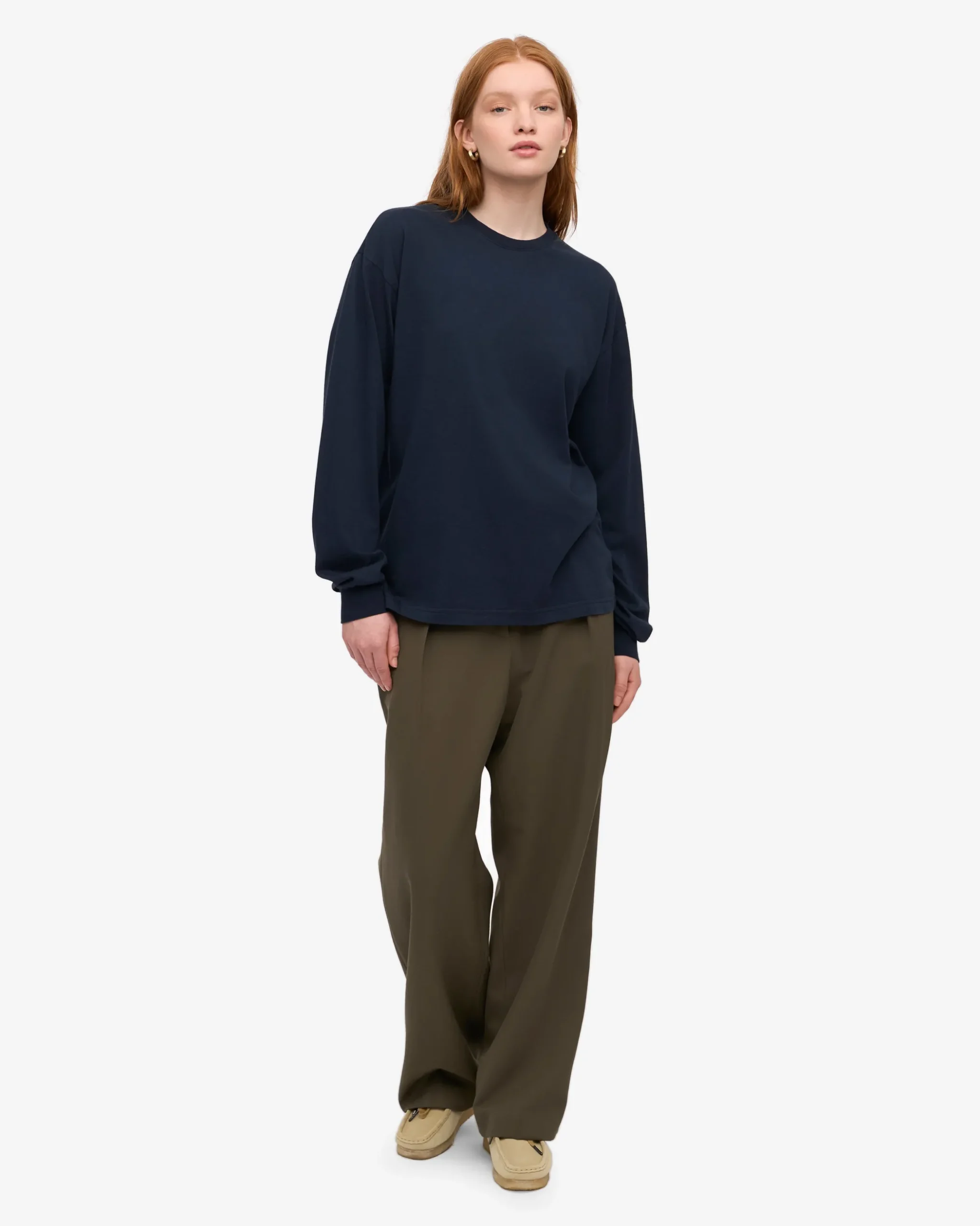 Oversized Organic LS T-Shirt - Navy Blue