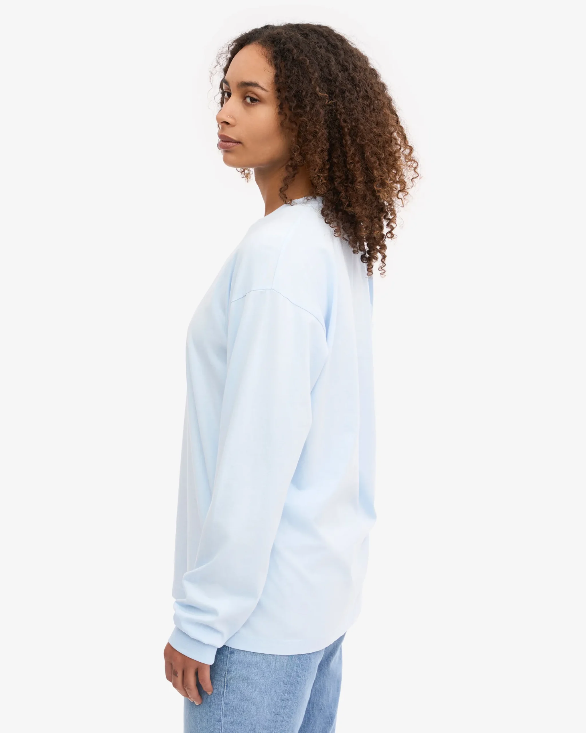 Oversized Organic LS T-Shirt - Polar Blue