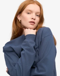 Oversized Organic LS T-Shirt - Petrol Blue