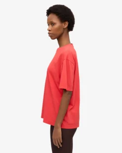 Oversized Organic T-Shirt - Red Tangerine