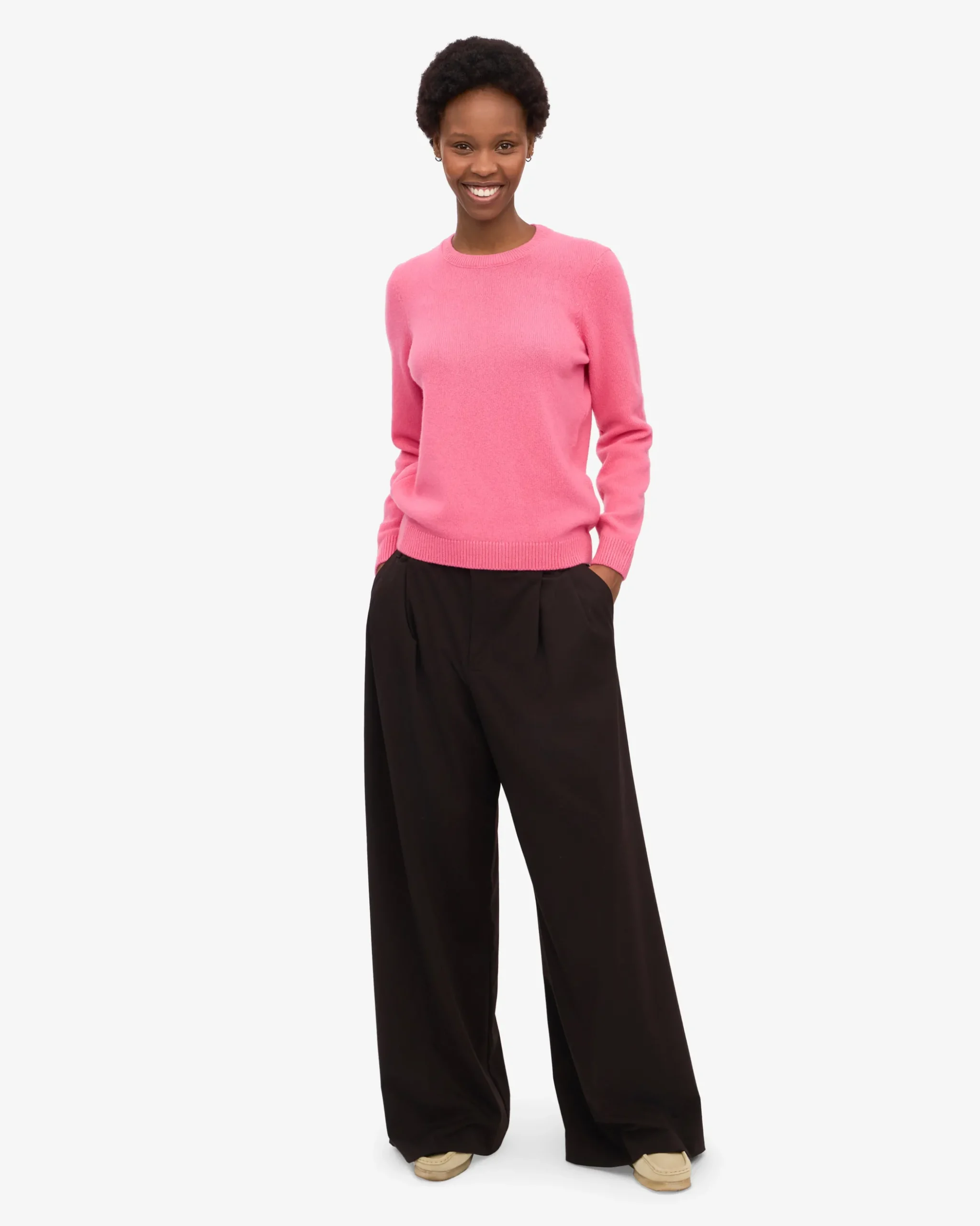 Women Classic Merino Wool Crew - Bubblegum Pink