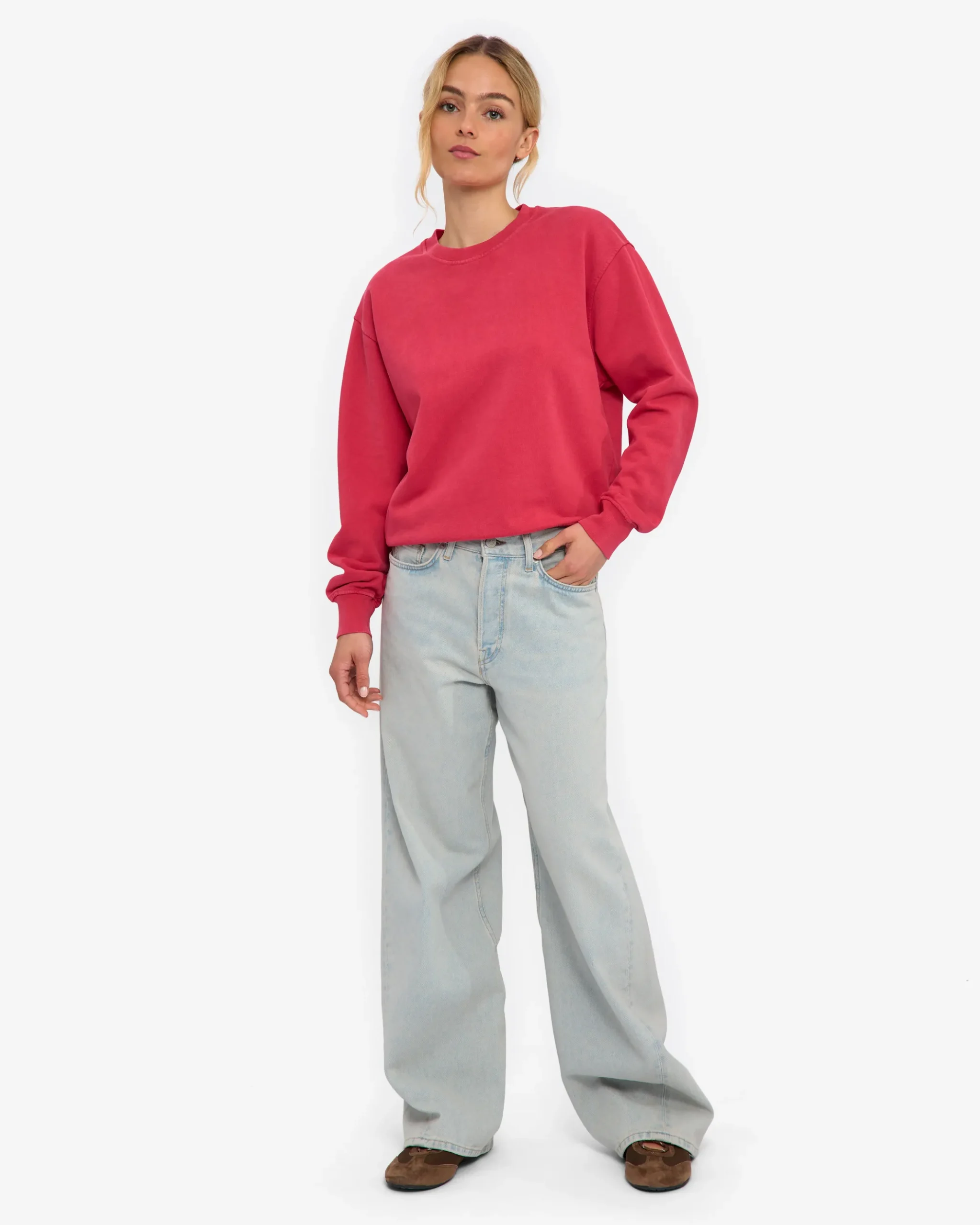 Women Classic Organic Crew - Faded Red