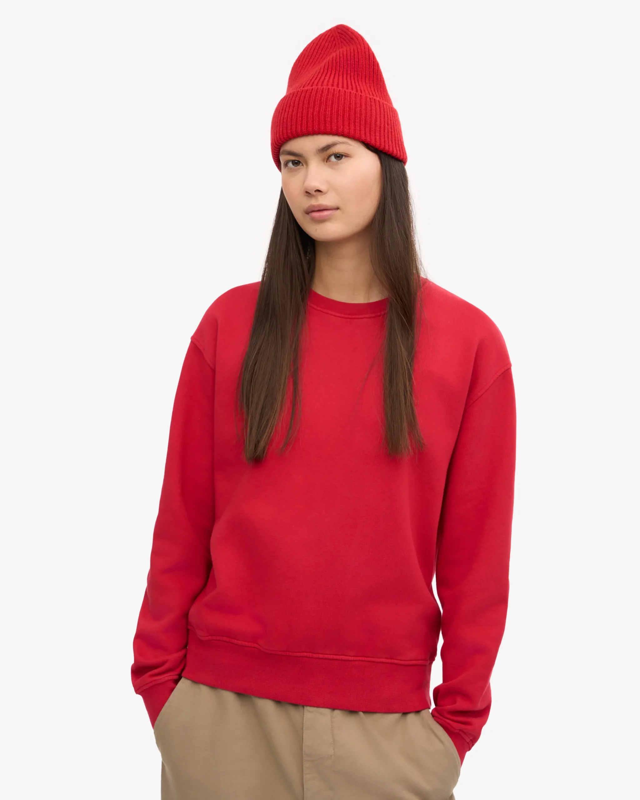 Women Classic Organic Crew - Scarlet Red