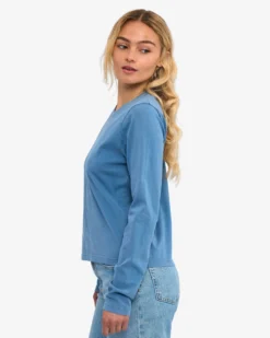 Women Organic LS T-Shirt - Faded Indigo