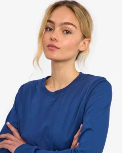 Women Organic LS T-Shirt - Marine Blue
