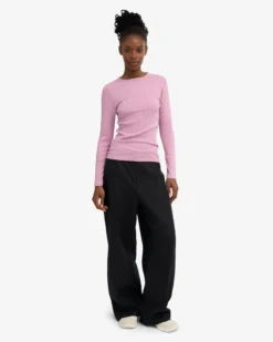 Women Organic Rib LS T-Shirt - Cherry Blossom