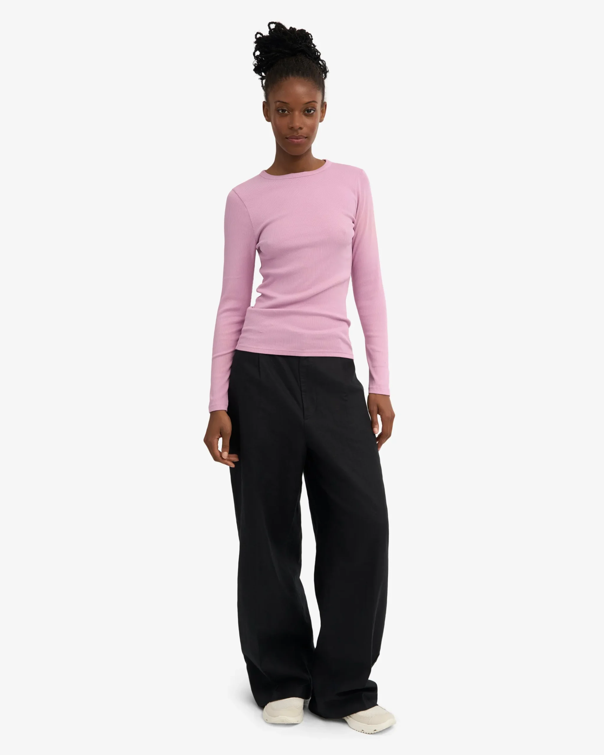 Women Organic Rib LS T-Shirt - Cherry Blossom