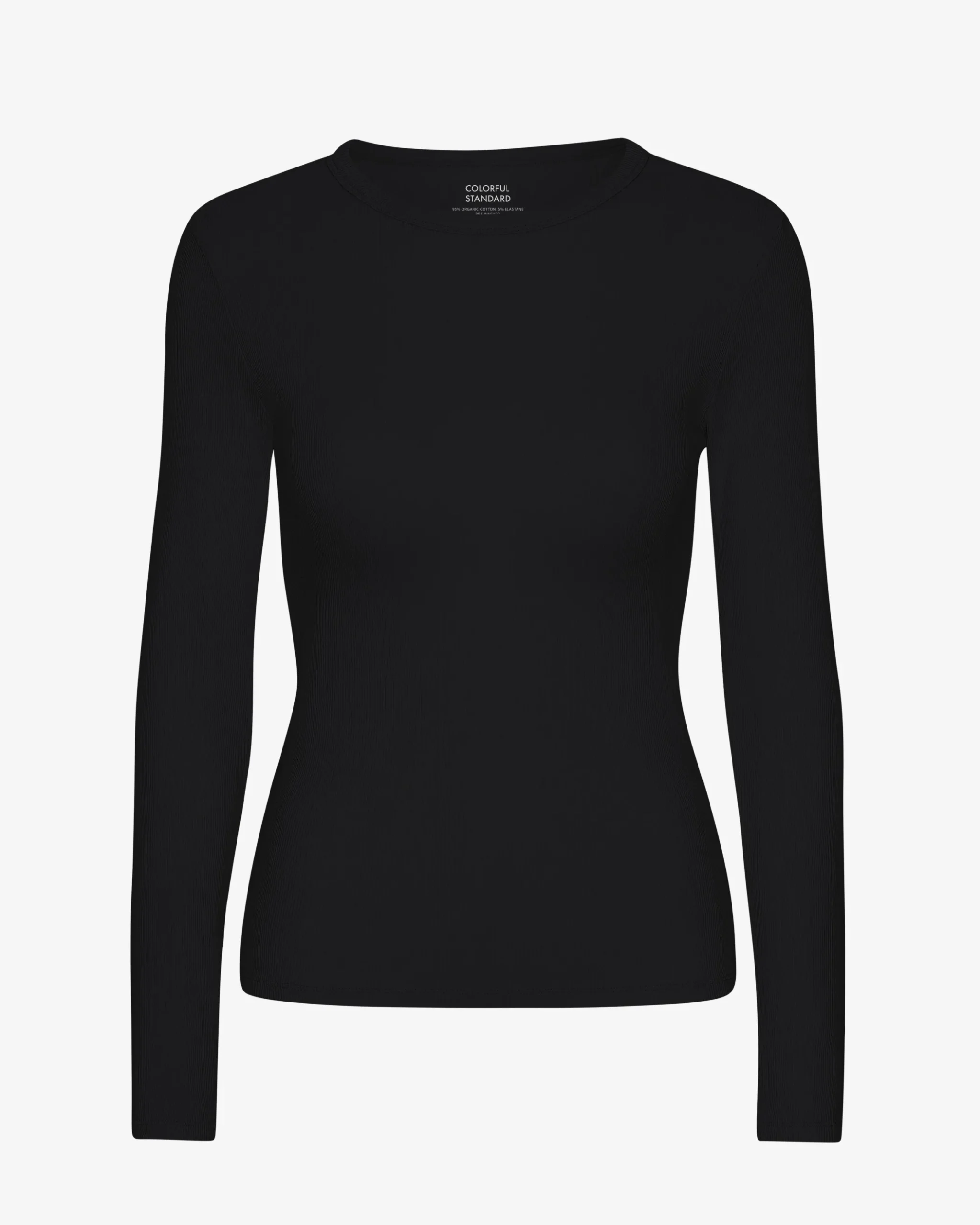 Women Organic Rib LS T-Shirt - Deep Black
