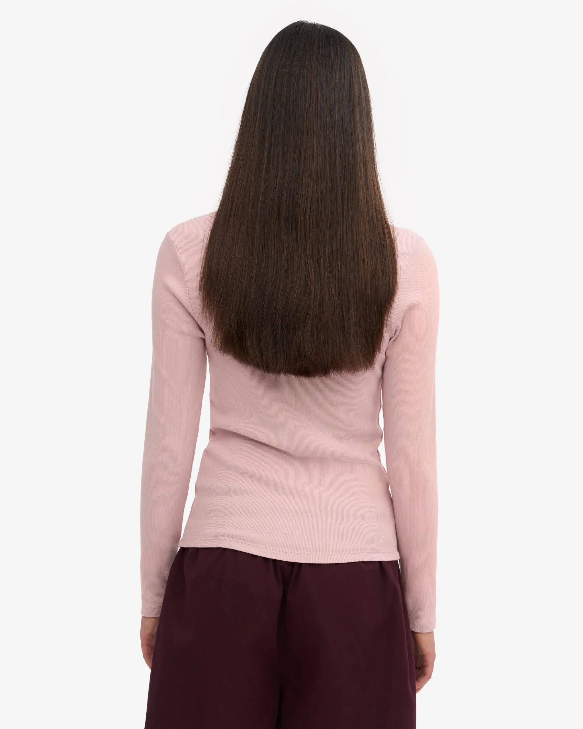 Women Organic Rib LS T-Shirt - Faded Pink