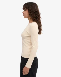 Women Organic Rib LS T-Shirt - Ivory White