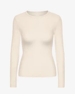 Women Organic Rib LS T-Shirt - Ivory White