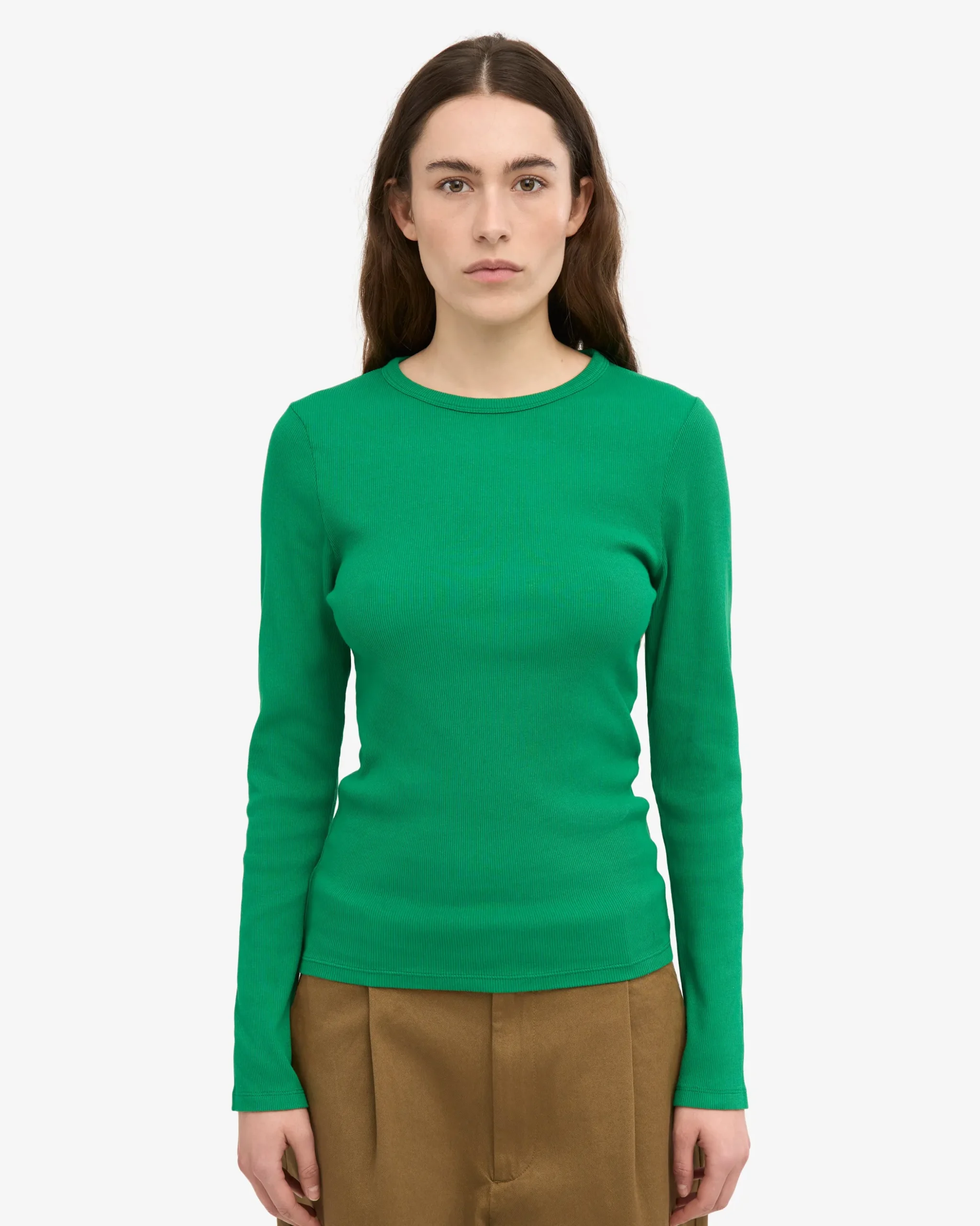 Women Organic Rib LS T-Shirt - Kelly Green