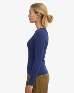 Women Organic Rib LS T-Shirt - Marine Blue
