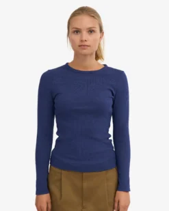 Women Organic Rib LS T-Shirt - Marine Blue