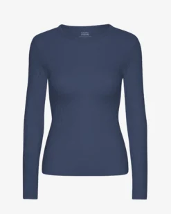 Women Organic Rib LS T-Shirt - Petrol Blue
