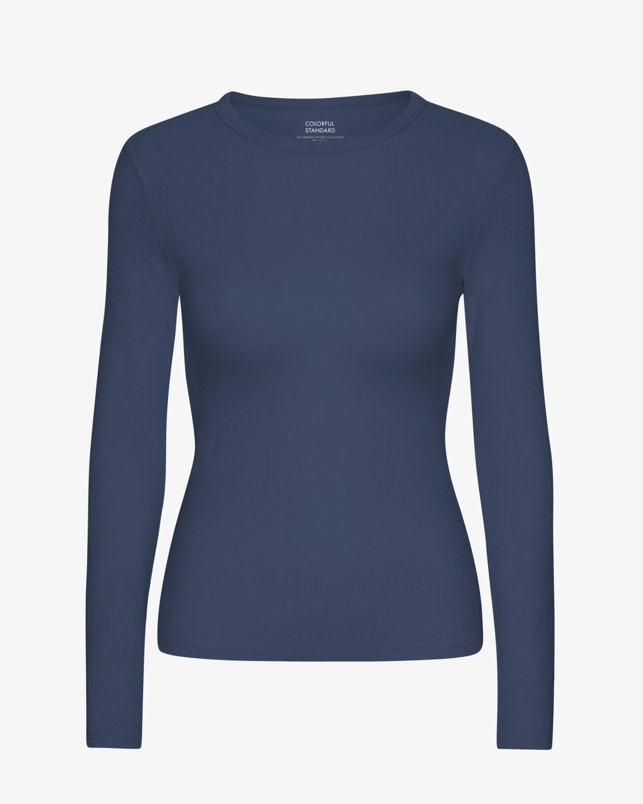 Women Organic Rib LS T-Shirt - Petrol Blue