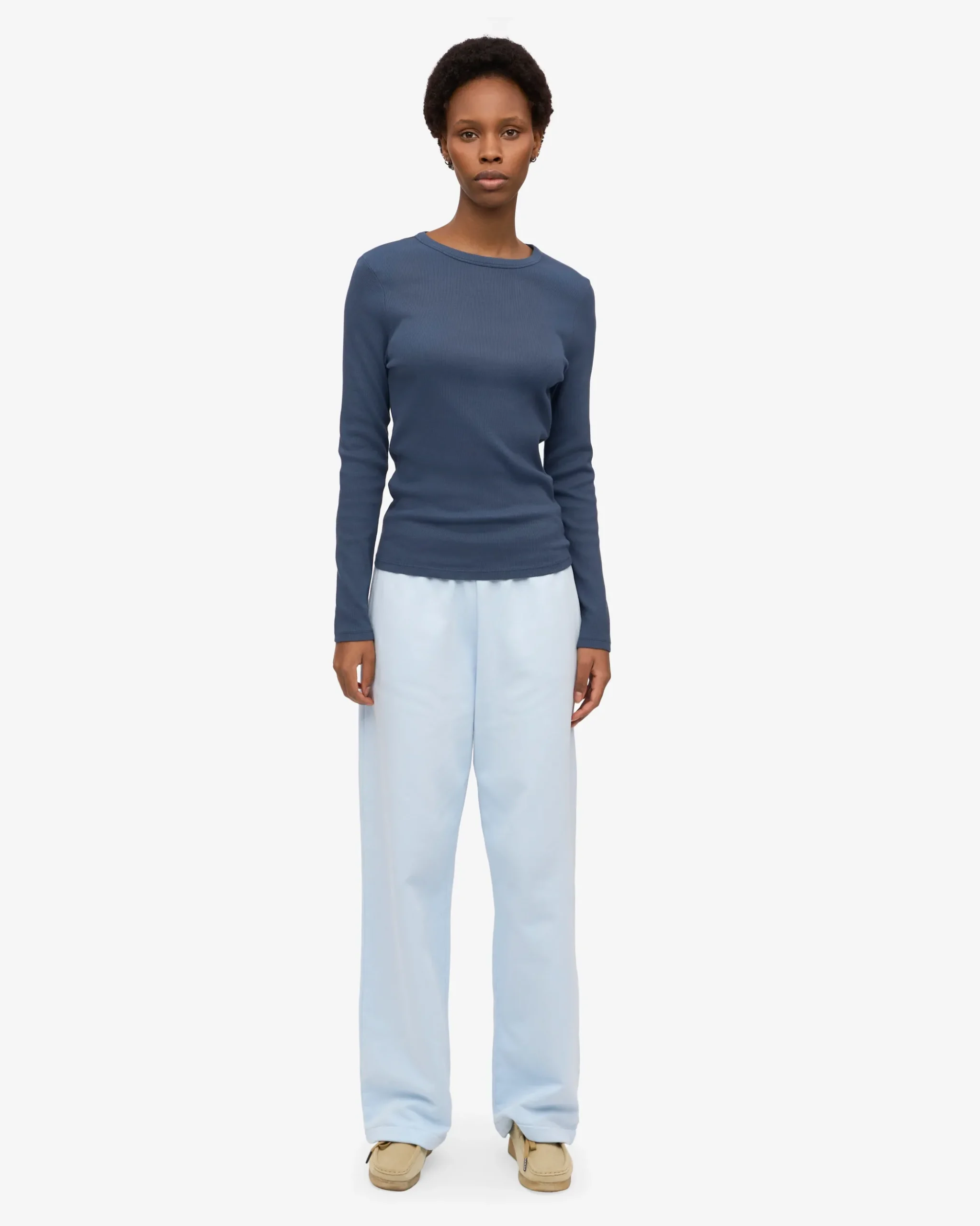Women Organic Rib LS T-Shirt - Polar Blue