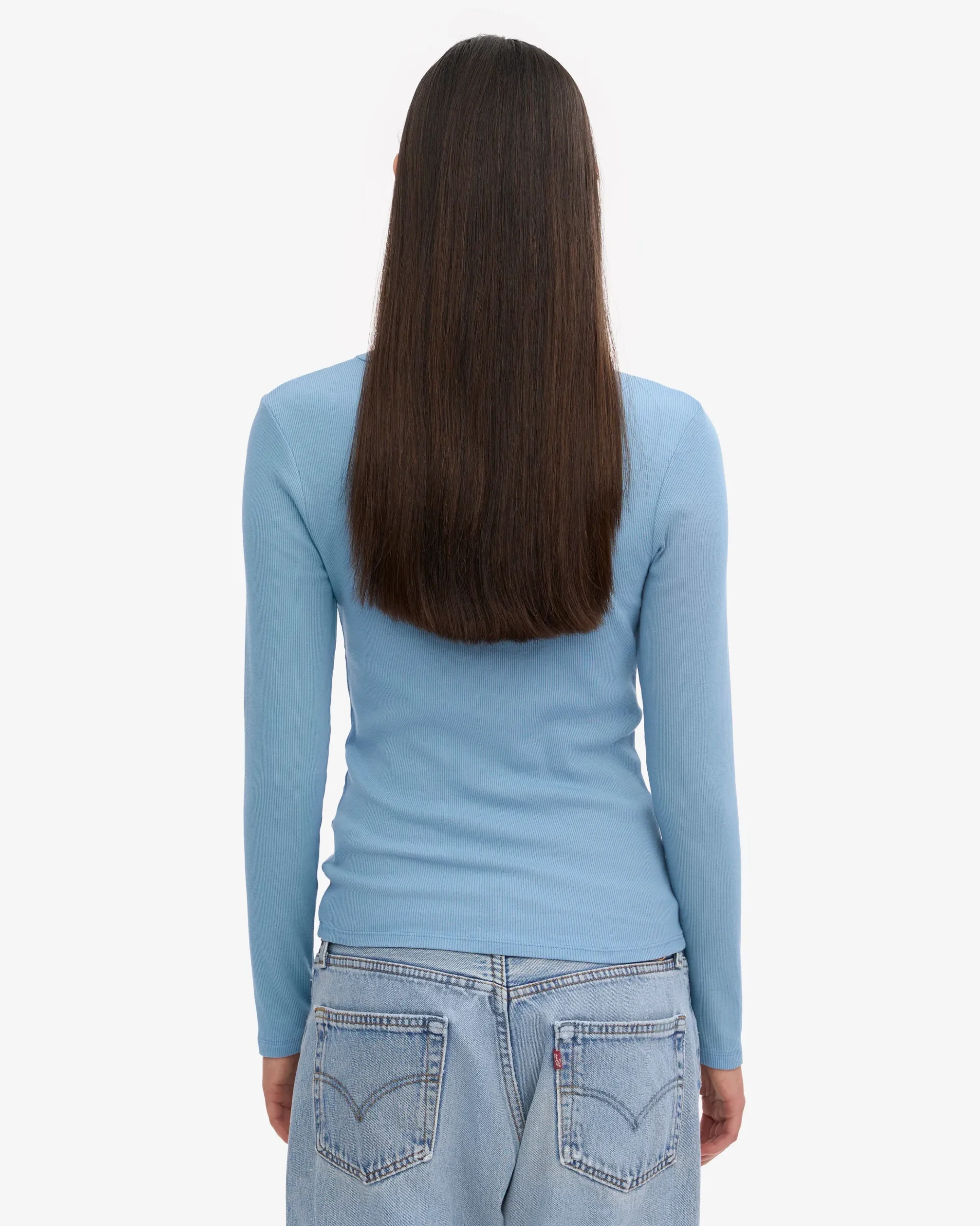 Women Organic Rib LS T-Shirt - Seaside Blue