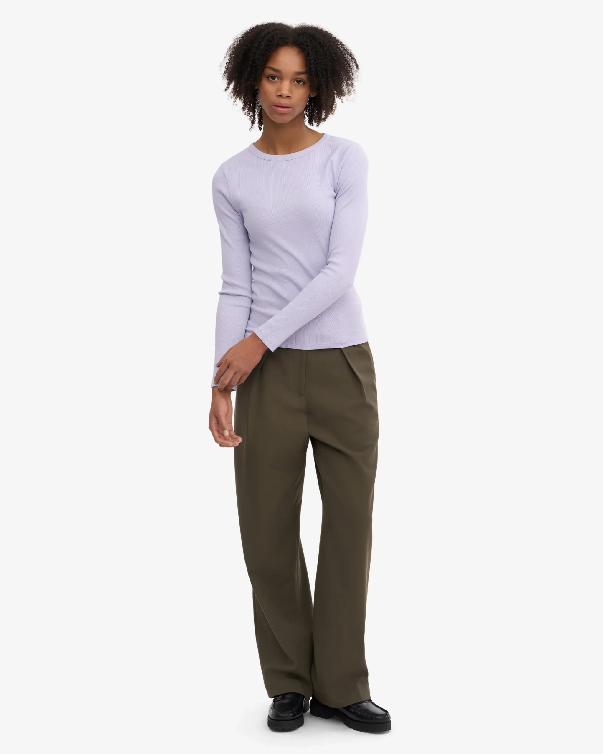 Women Organic Rib LS T-Shirt - Soft Lavender