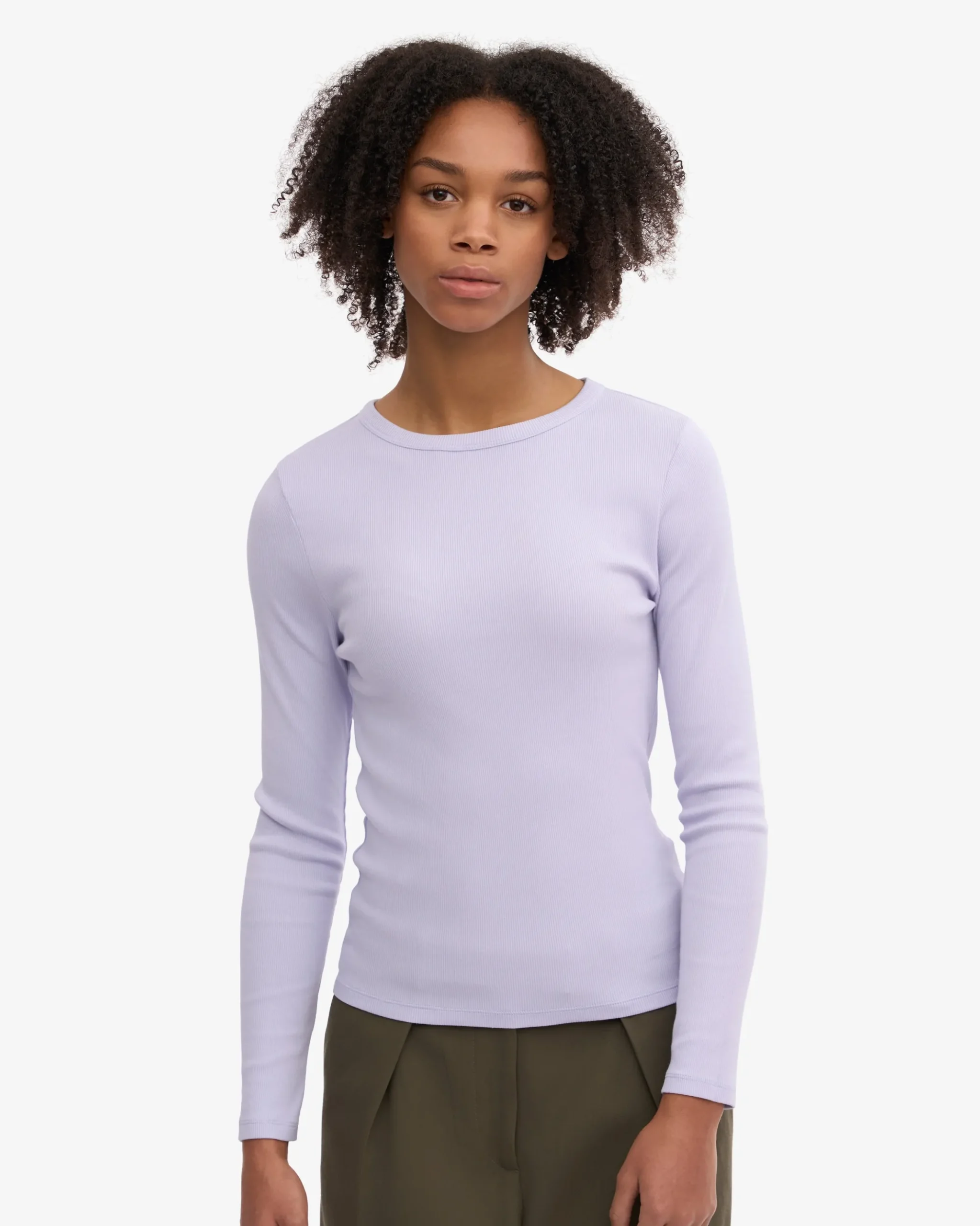 Women Organic Rib LS T-Shirt - Soft Lavender