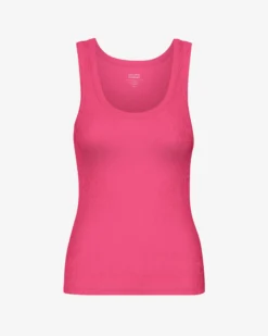Women Organic Rib Tank Top - Bubblegum Pink