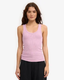 Women Organic Rib Tank Top - Cherry Blossom