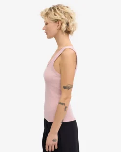 Women Organic Rib Tank Top - Faded Pink