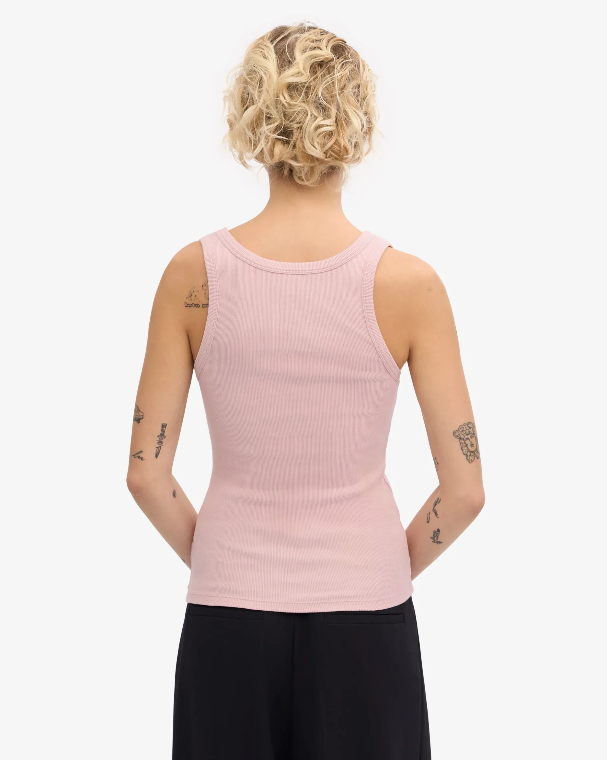 Women Organic Rib Tank Top - Faded Pink