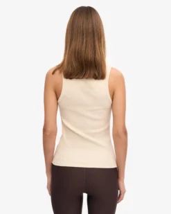 Women Organic Rib Tank Top - Ivory White