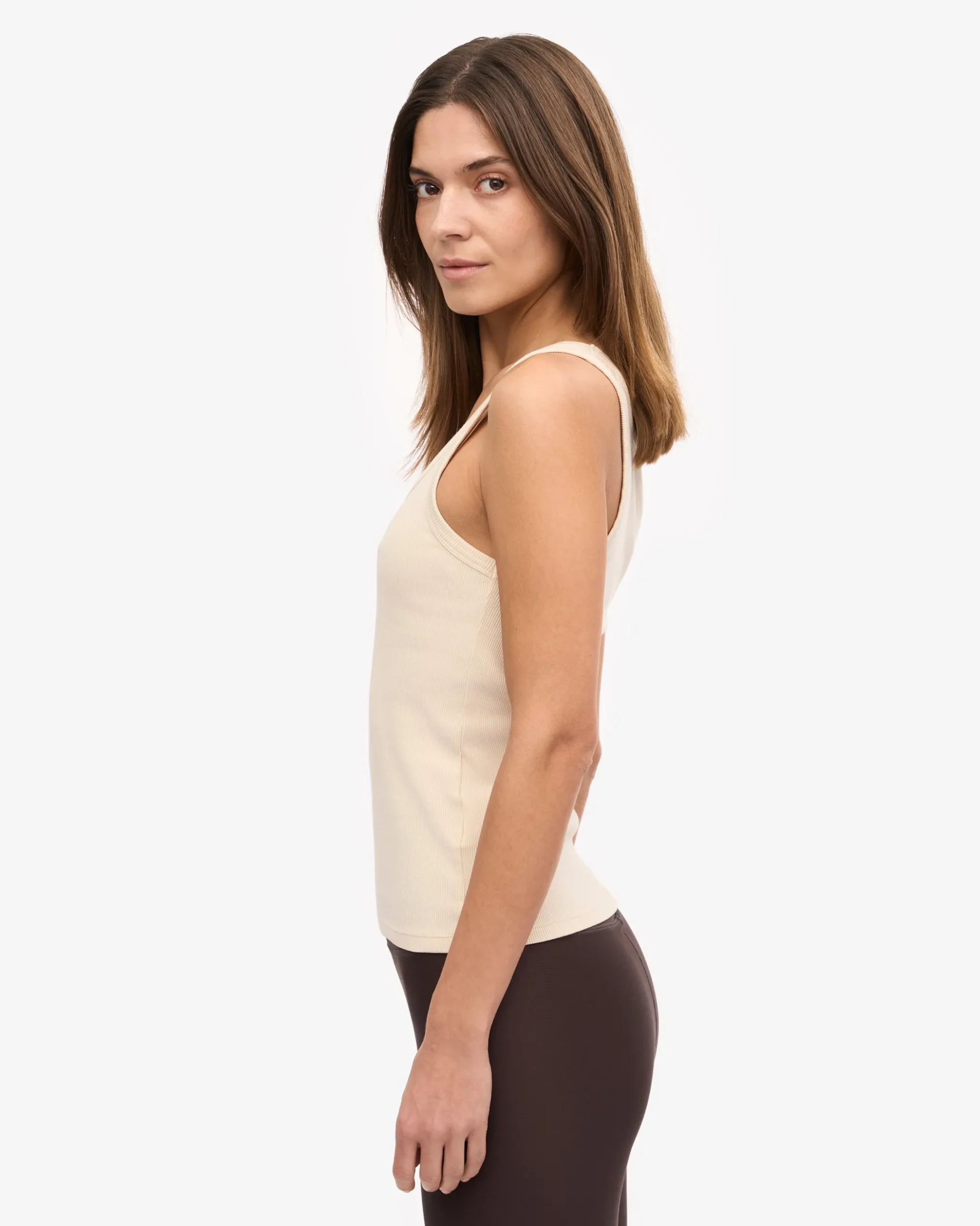Women Organic Rib Tank Top - Ivory White