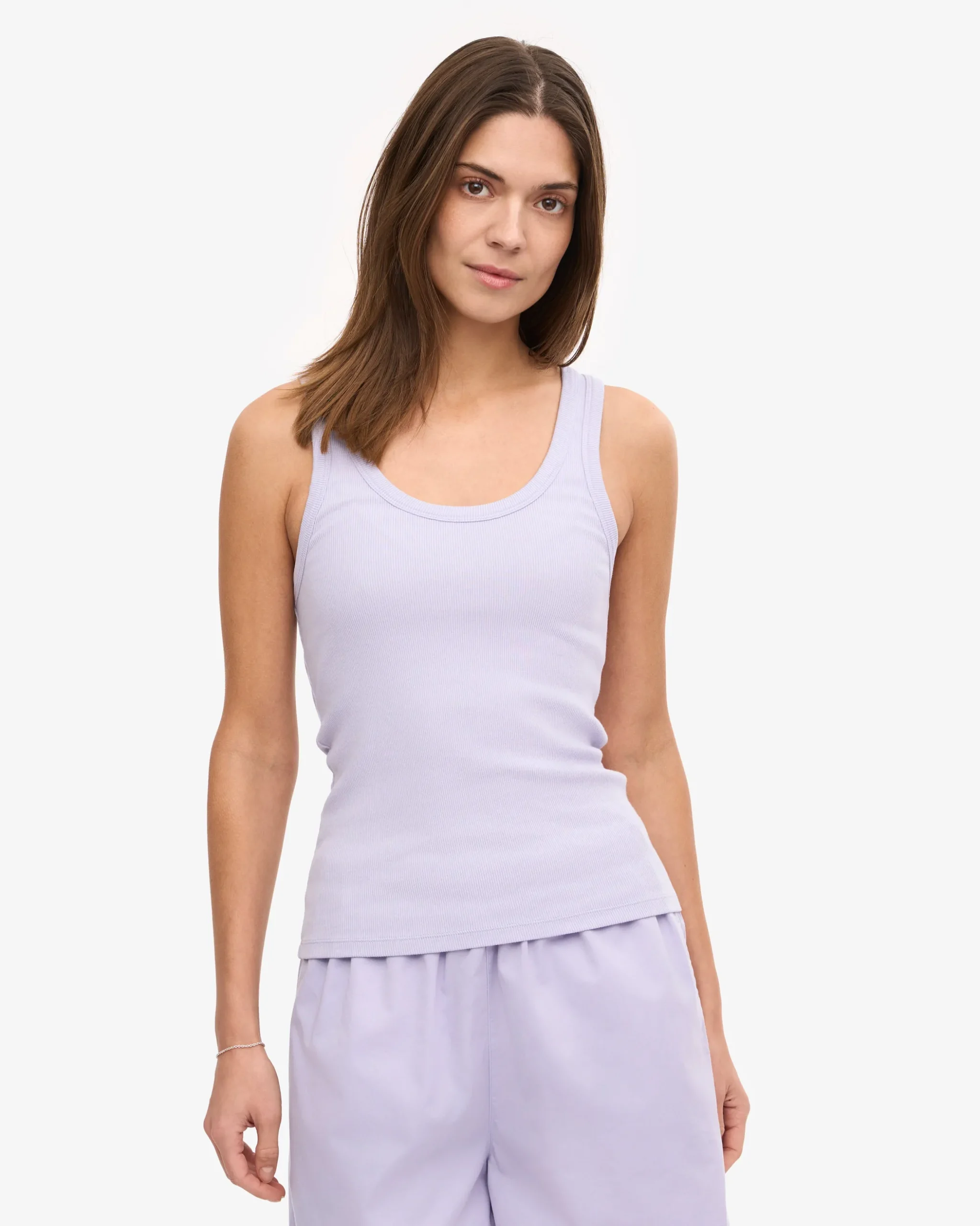 Women Organic Rib Tank Top - Soft Lavender
