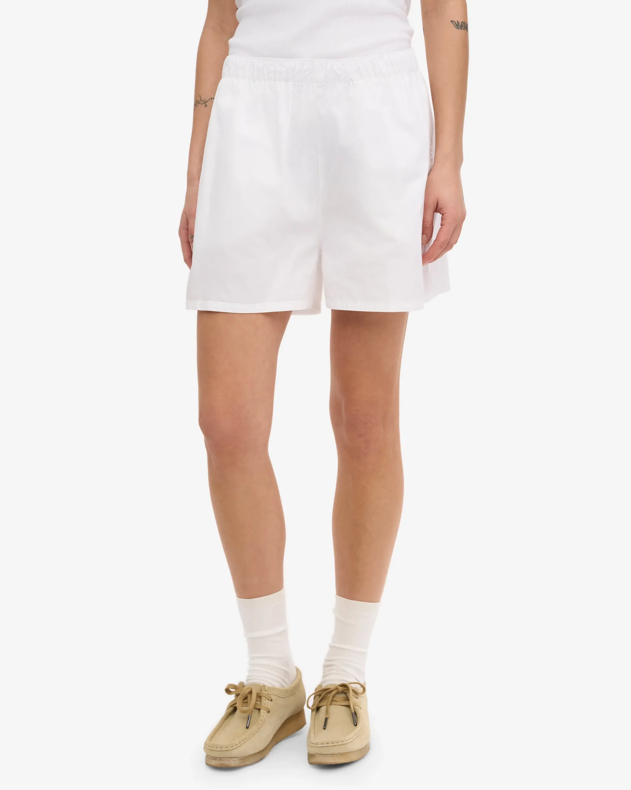 Women Organic Twill Shorts - Navy Blue & Optical White (2-Pack)