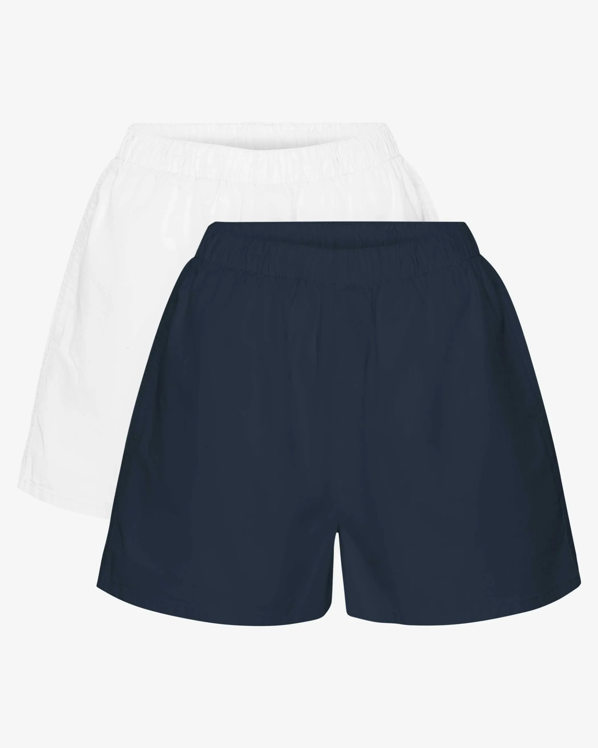 Women Organic Twill Shorts - Navy Blue & Optical White (2-Pack)