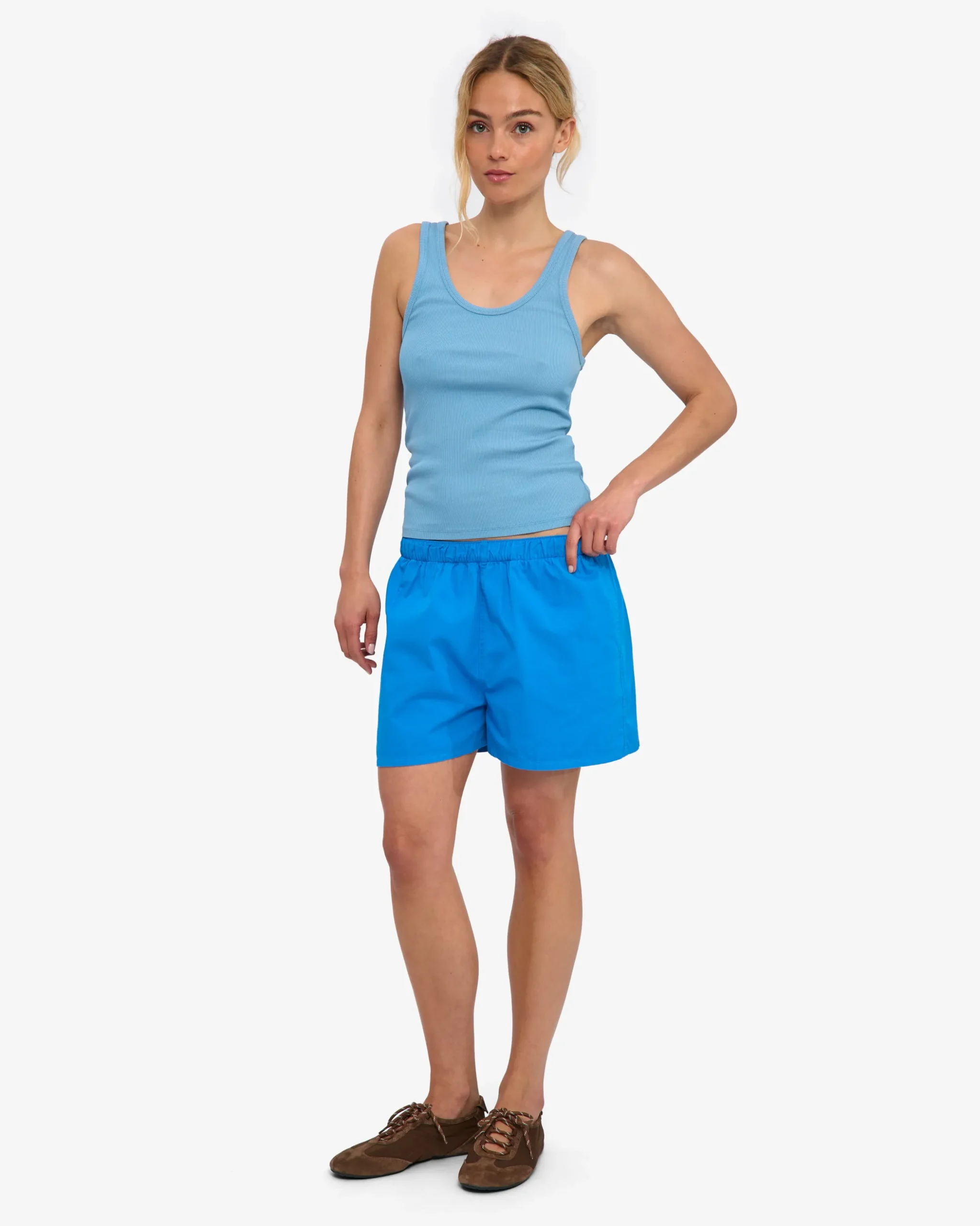 Women Organic Twill Shorts - Pacific Blue